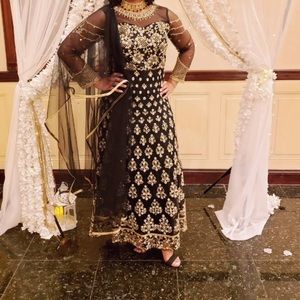 Black & Gold Anarkali Suit